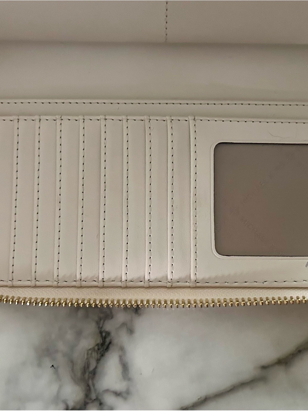 Michael Kors Cream Pebbled Leather Wristlet with Gold Logo - Picture 4 of 4